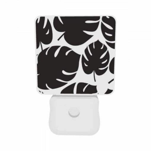 Night Light Set Of 2, A Pattern Of Leaves On A Black And White Background. -Nuas Diy Shop ecfa1ead54c05243b4c69b7817e004b194fe238a