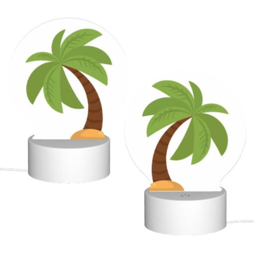 Round Acrylic Night Light, A Green Palm Tree With A Brown Trunk. -Nuas Diy Shop ed1054a5cb90dcdb16b4a4706779dfc49abbce29