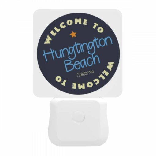 Night Light, A Blue And White Sign That Says Welcome To Huntington Beach. -Nuas Diy Shop ed1f148443b8514aeee371b340587332b02b0eb8