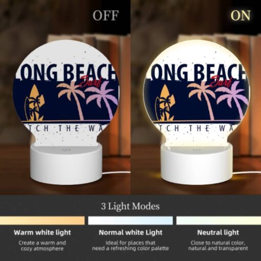 Round Acrylic Night Light, A Logo For Long Beach Surf. -Nuas Diy Shop ed314585c9ea7709beda6b0208f17200beb49ed6