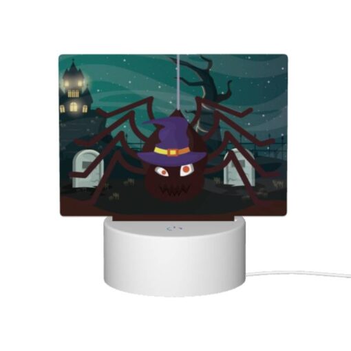 Rectangular Acrylic Night Light, A Spider With A Witch's Hat On Its Head Is Hanging From A Rope. -Nuas Diy Shop ed3e92163a2018a21d85668c6ce73f617f0b1f1d
