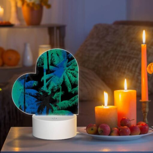 Love Acrylic Night Light, A Blue And Green Painting Of Palm Trees. -Nuas Diy Shop ed86cb263c462272537f88bde98fdb2211fd0680