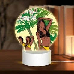 Round Acrylic Night Light, Two Women Are Posing For A Picture On A Beach.