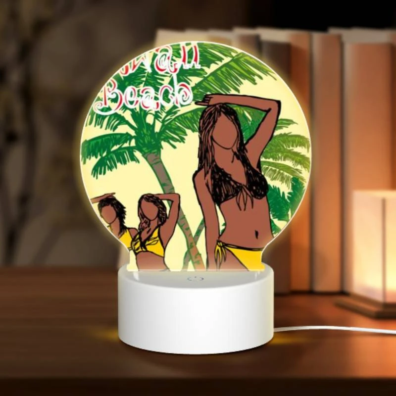 Round Acrylic Night Light, Two women are posing for a picture on a beach. Round Acrylic Night Light, Two Women Are Posing For A Picture On A Beach. -Nuas Diy Shop ed93051ee063a2fe47490a1ecf52f52d528baa2f