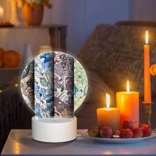 Round Acrylic Night Light, Four Different Colored Designs Of A Flower. -Nuas Diy Shop edd3482313c9e237cb2a80f45cc6e399174a9e52