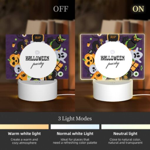 Rectangular Acrylic Night Light, A Halloween Party Is Depicted In A Colorful And Creative Manner. -Nuas Diy Shop ee31f17666e3f48c0af345c112952dd60aff9fa7
