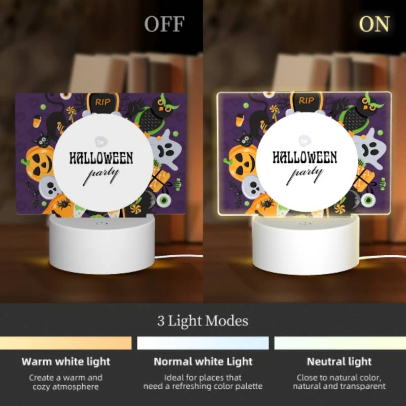 Rectangular Acrylic Night Light, A Halloween party is depicted in a colorful and creative manner. Rectangular Acrylic Night Light, A Halloween Party Is Depicted In A Colorful And Creative Manner. -Nuas Diy Shop ee31f17666e3f48c0af345c112952dd60aff9fa7