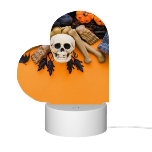 Love Acrylic Night Light, A Skeleton And A Skull Are On A Table With A Bat And A Book. -Nuas Diy Shop ee424bcf8c82c844847de6c7f7e2342cf4d02727