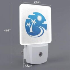 Night Light, A Blue And White Logo Of A Sun And Palm Tree. -Nuas Diy Shop ee750825b31787f1ac281c0053e655e95a2cf54a