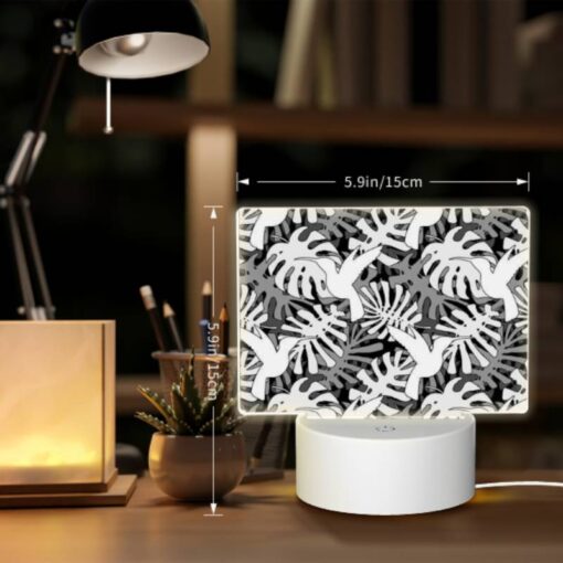 Rectangular Acrylic Night Light, A Pattern Of Hands And Birds On A Black And White Background. -Nuas Diy Shop ee841c6a824288f4975db9333dfe318aed6198ca