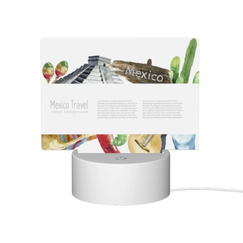 Rectangular Acrylic Night Light, A colorful poster of Mexico with a variety of foods and landmarks. Rectangular Acrylic Night Light, A Colorful Poster Of Mexico With A Variety Of Foods And Landmarks. -Nuas Diy Shop ef3cb105836d0e76f8e28001fbd2dd9da07411ca