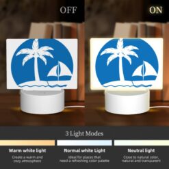 Rectangular Acrylic Night Light, A Blue Circle With A Sailboat And Two Palm Trees. -Nuas Diy Shop ef779bb337357f815e4d69bc14e6e3e34035fffc