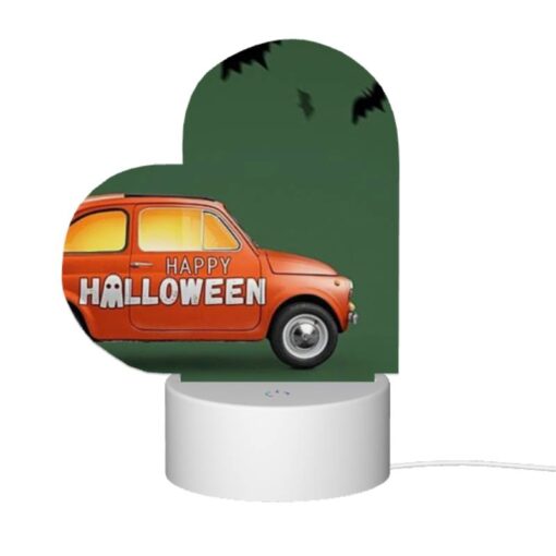 Love Acrylic Night Light, A Small Orange Car With A Bumper Sticker That Says "Happy Halloween!" -Nuas Diy Shop efc8d42225e801d12d4abb7be808054967834414