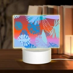 Rectangular Acrylic Night Light, A Colorful Image Of Leaves And Flowers With The Words "Summer Holidays" Written In The Bottom Right Corner.
