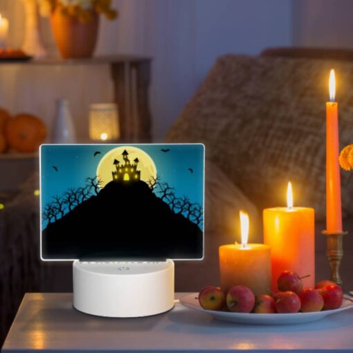 Rectangular Acrylic Night Light, A Halloween Poster With A Castle And Bats In The Sky. -Nuas Diy Shop f028754de31f9e20398e6e77ebbca6a5eb1cf1e1