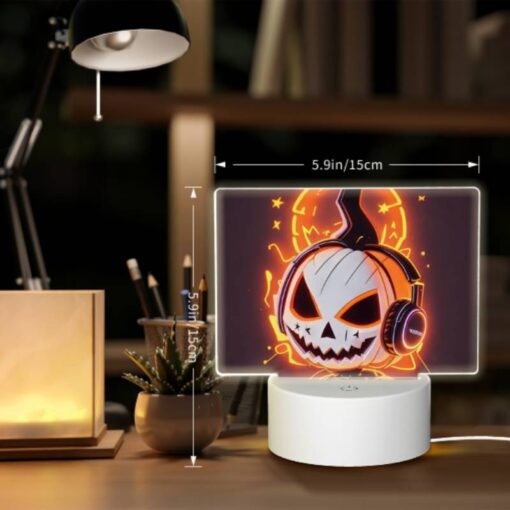 Rectangular Acrylic Night Light, A Cartoon Pumpkin Wearing Headphones. -Nuas Diy Shop f1d17c53bf295c149d05309c2f661bd7a7dff4d1