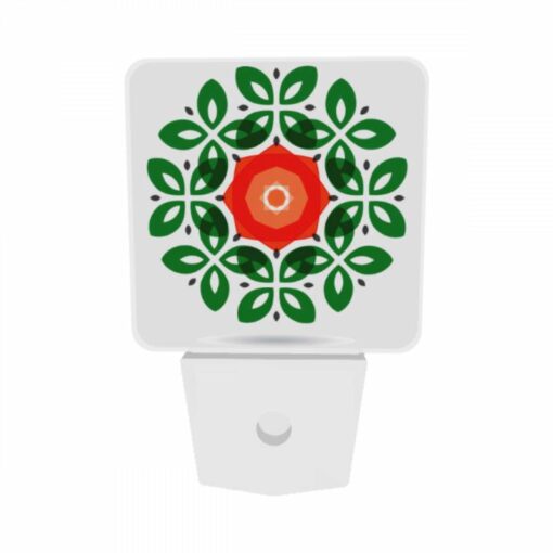 Night Light Set Of 2, A Green Leaf Design With A Red Center. -Nuas Diy Shop f222f7c3b68395175341fabd4543b4d9947e38e8