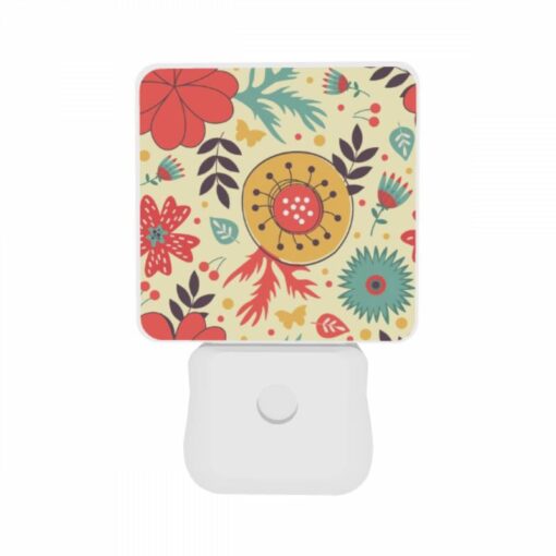 Night Light Set Of 2, A Colorful Floral Pattern With A Yellow Center. -Nuas Diy Shop f2378bce17abcd0a150f0acad5e45493a1cdb49b