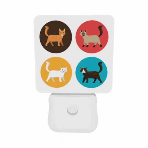 Night Light Set Of 2, Four Different Colored Cats Are Shown In A Circle. -Nuas Diy Shop f256f70093e4a24cbe5b1f794d265fd377fdc562