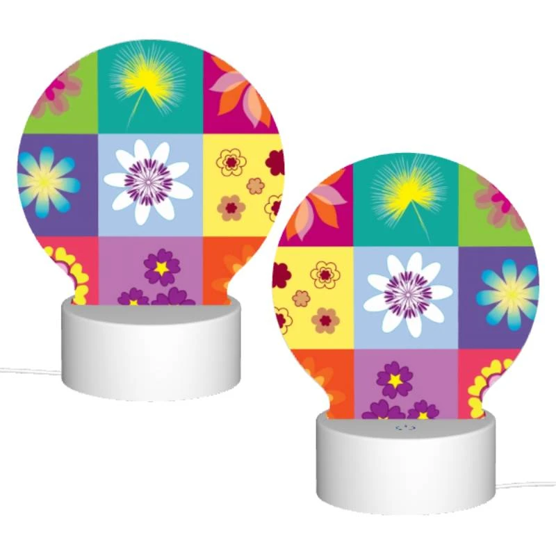 Round Acrylic Night Light, A colorful collage of flowers in different colors. Round Acrylic Night Light, A Colorful Collage Of Flowers In Different Colors. -Nuas Diy Shop f2c8a2096442989c1c63df4bc985edeb89873986