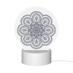 Round Acrylic Night Light, A Black And White Design Of A Flower. -Nuas Diy Shop f2f69038284ac066cb981966adaa1eb4a103d477