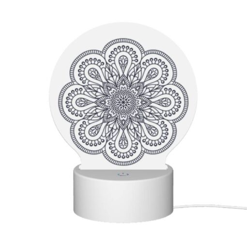 Round Acrylic Night Light, A Black And White Design Of A Flower. -Nuas Diy Shop f2f69038284ac066cb981966adaa1eb4a103d477