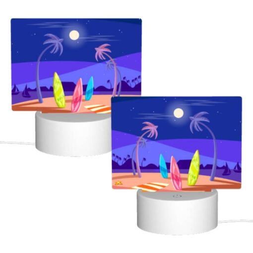 Rectangular Acrylic Night Light, A Beach Scene With A Surfboard And A Boat. -Nuas Diy Shop f30c7c99bfb9c6726dece1ebf8d027c96a3dacab