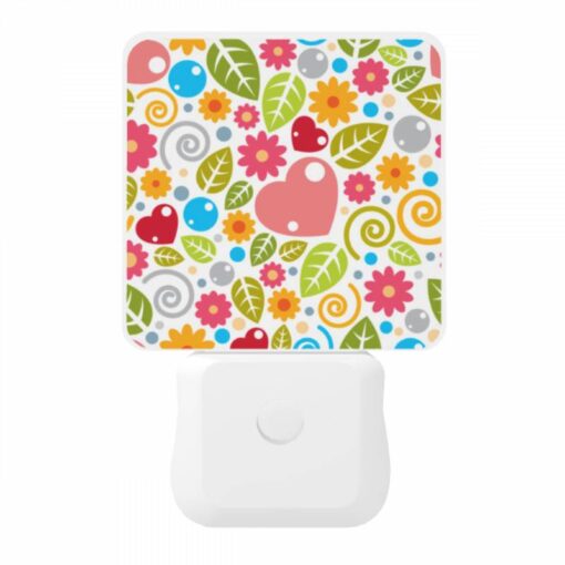 Night Light, A Colorful Floral Pattern With Hearts And Leaves. -Nuas Diy Shop f33c18c14fdfb901f83a3c933c8fe9b57bda7162
