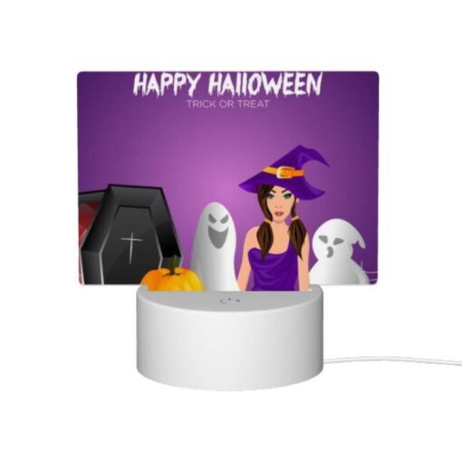 Rectangular Acrylic Night Light, A Woman In A Witch's Hat Is Standing Next To A Cauldron Filled With Pumpkins. -Nuas Diy Shop f40ead457f18a7ba3b639bbae375418003cf246a