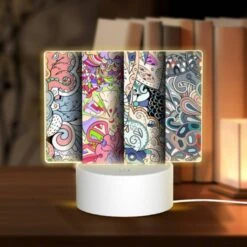 Rectangular Acrylic Night Light, Four Different Colored Designs Of Swirls And Patterns.