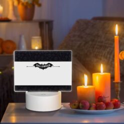 Rectangular Acrylic Night Light, A Black And White Batman Logo With The Words Halloween. -Nuas Diy Shop f508ef5d0b92d3cd62b5bb6665fa709b18bd0897