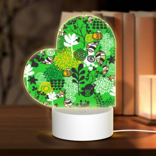 Love Acrylic Night Light, A Green And Yellow Floral Pattern With Bees And Flowers. -Nuas Diy Shop f5867caa8dfb32a7e75966ca80c1c718643282fb