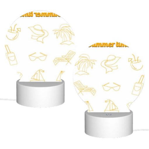Round Acrylic Night Light, A Collection Of Summer Time Icons. -Nuas Diy Shop f59c8c17d6d06e7a1d2b50b3a3dd82228e3c53e0