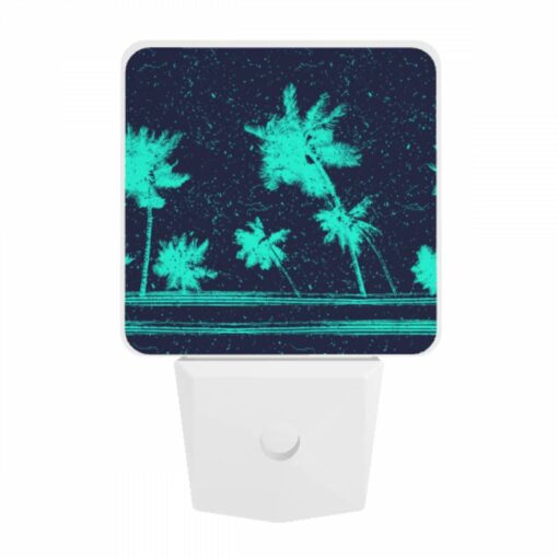 Night Light, A Blue And Green Image Of Palm Trees. -Nuas Diy Shop f5abc9f46921a75ea03636e462de007f0e7f571b