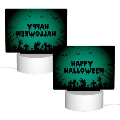 Rectangular Acrylic Night Light, A Halloween Sign With A Green Background And A Bunch Of Bats. -Nuas Diy Shop f5c2d896ad4975b8bfda3ae40fed4d983d8688b2