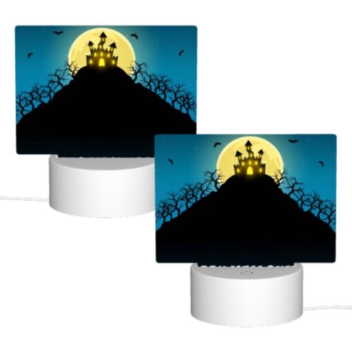 Rectangular Acrylic Night Light, A Halloween Poster With A Castle And Bats In The Sky. -Nuas Diy Shop f6751511159f575e3ba1db117e88c7f929879f7c