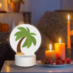 Round Acrylic Night Light, A Green Palm Tree With A Brown Trunk. -Nuas Diy Shop f68ff38c136eba4b4f660fe7c634445ebe15d89b