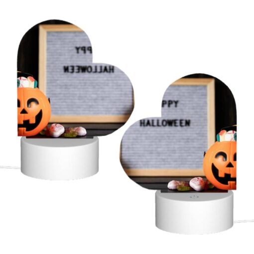 Love Acrylic Night Light, A Happy Halloween Sign Is Displayed Next To A Pumpkin. -Nuas Diy Shop f6aca2423a60e21f50a5a7f4717fee8f33aa6f4b