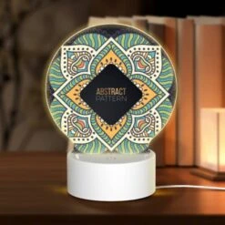Round Acrylic Night Light, A Colorful Abstract Pattern.