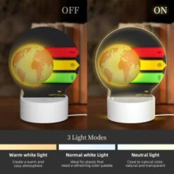 Round Acrylic Night Light, A Colorful Graphic Of A Globe With A Bat Symbol On It. -Nuas Diy Shop f70d4f8981e1328a379d9f378a0a6fb748152275