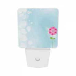 Night Light Set Of 2, A Single Pink Flower Stands Out Against A Blue Background. -Nuas Diy Shop f7410b1f8cdacc3f8da4e675a0908a922bf341e6