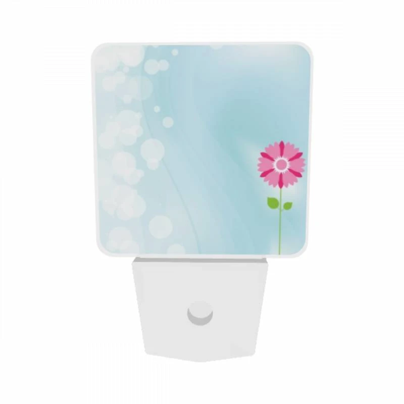 Night Light Set of 2, A single pink flower stands out against a blue background. Night Light Set Of 2, A Single Pink Flower Stands Out Against A Blue Background. -Nuas Diy Shop f7410b1f8cdacc3f8da4e675a0908a922bf341e6