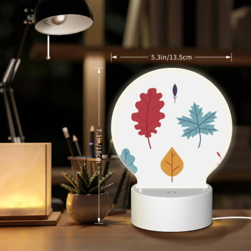 Round Acrylic Night Light, Six different colored leaves are shown in a row. Round Acrylic Night Light, Six Different Colored Leaves Are Shown In A Row. -Nuas Diy Shop f75a54c4f4f7131b23e61682f04f7f0cc281fc40