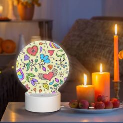 Round Acrylic Night Light, A Colorful Floral Pattern With Hearts And Flowers. -Nuas Diy Shop f7644ee40240fcbe1d82c06c17165b734e6bdd0d