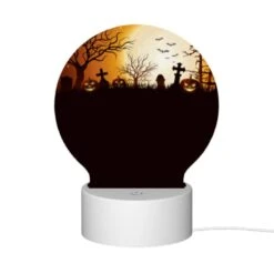 Round Acrylic Night Light, A Halloween Scene With A Full Moon And A Group Of Ghosts. -Nuas Diy Shop f77fefcfbddd1e871364f57d4016e013634181c2