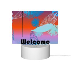 Rectangular Acrylic Night Light, A Colorful Image Of Leaves And A Sign That Says "welcome Summer." -Nuas Diy Shop f7985eb00ee41ea2c952ab8e8e8020ede37955e0