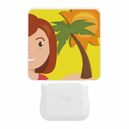 Night Light, A Woman With A Red Shirt And A Smile Is Standing In Front Of A Palm Tree. -Nuas Diy Shop f7d9691178f5ee2e197be9fd097ae425704c32a0