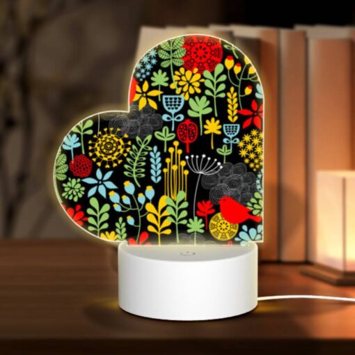 Love Acrylic Night Light, A Colorful Bird Pattern With Red Birds And Yellow Flowers. -Nuas Diy Shop f91eeb7939bb1689c28b1118739389272ae2edb8
