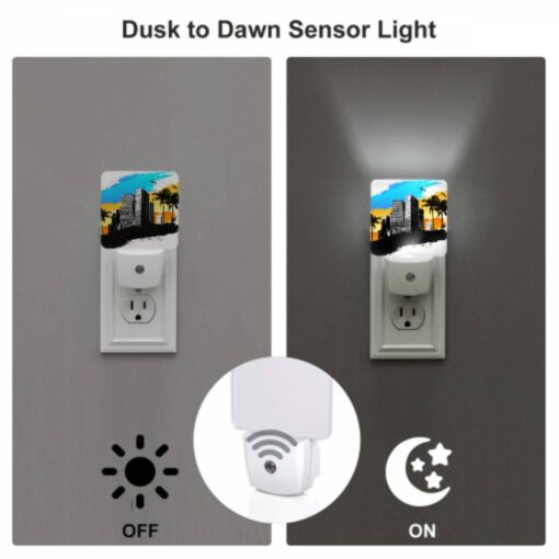 Night Light Set Of 2, A Black And White Drawing Of A City With A Bird Flying Above It. -Nuas Diy Shop f9d8e30f13cbbdb3a874de369a053827f894ce2b