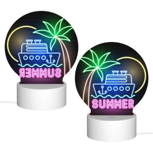 Round Acrylic Night Light, A Neon Sign That Says "Summer" With A Boat On It. -Nuas Diy Shop fa3dc5fdfb044aa20168e353ea0cfb8de931a443
